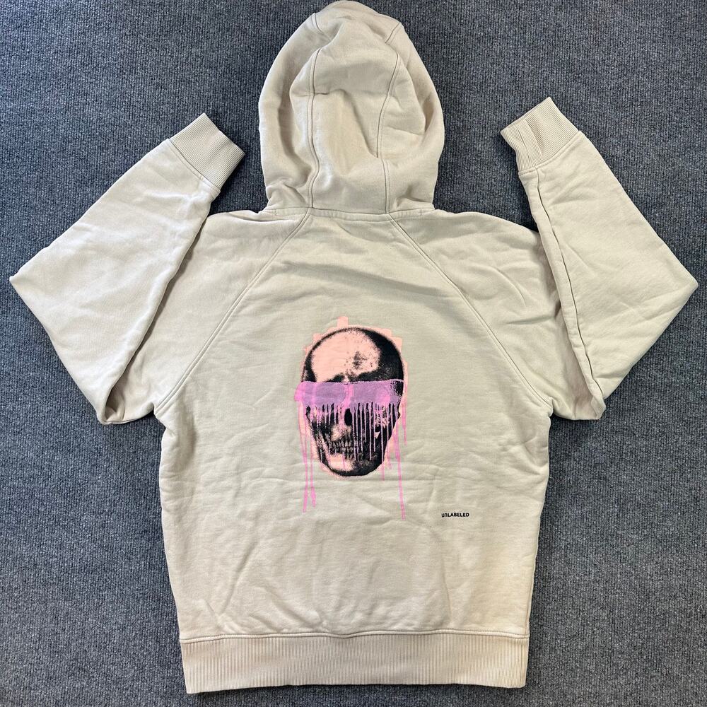 Unlabeled Women's Skull Drip Hoodie Thick Heavyweight Terry Grunge Punk Emo S